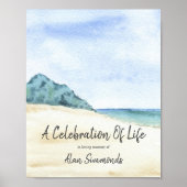 水彩画のビーチシーン　ライフセレブレーション ポスター (正面)