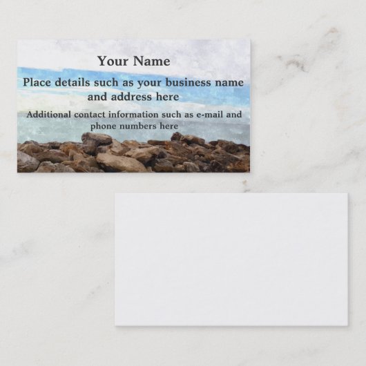 水彩画のビーチ場面名刺をカスタマイズ 名刺 (正面/裏面)