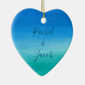 水彩画のビーチ結婚式のカップル セラミックオーナメント (右)