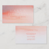 水彩画のピンクおよび白くモダンなあと波 名刺 (正面/裏面)