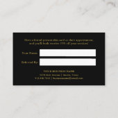 水彩画のピンクおよび金ゴールドの花の紹介|の黒 紹介カード (裏面)