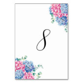 水彩画のピンクおよび青いアジサイ表8 テーブルナンバー (裏面)