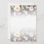 水彩画のピンクと黄色のバラ、黒いぼやけ、ウェディング セーブザデート (裏面)