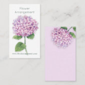 水彩画のピンクのアジサイの花 名刺 (正面/裏面)