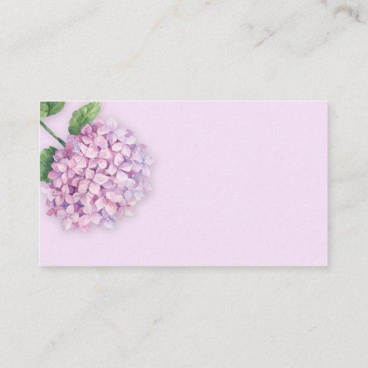 水彩画のピンクのアジサイの花 名刺 (裏面)