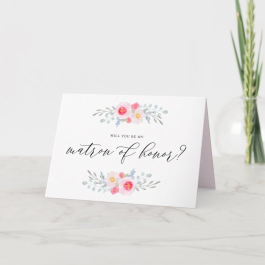 水彩画のピンクのアネモネは名誉のある私の婦人です カード (正面)