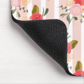 水彩画のピンクのシャクヤクの細い縦縞のカスタムのマウスパッド マウスパッド (コーナー)