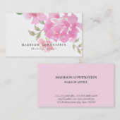 水彩画のピンクのシャクヤクの花 名刺 (正面/裏面)