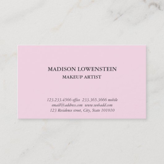 水彩画のピンクのシャクヤクの花 名刺 (裏面)