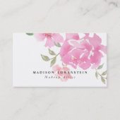 水彩画のピンクのシャクヤクの花 名刺 (正面)