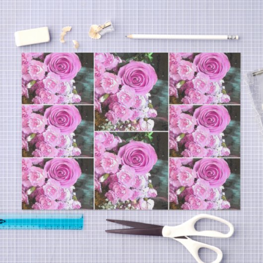 水彩画のピンクのバラのカーネーションのベビーの呼吸 薄葉紙 (クラフト)