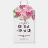 水彩画のピンクのバラのブライダルシャワーのギフトのラベル ギフトタグ (正面)