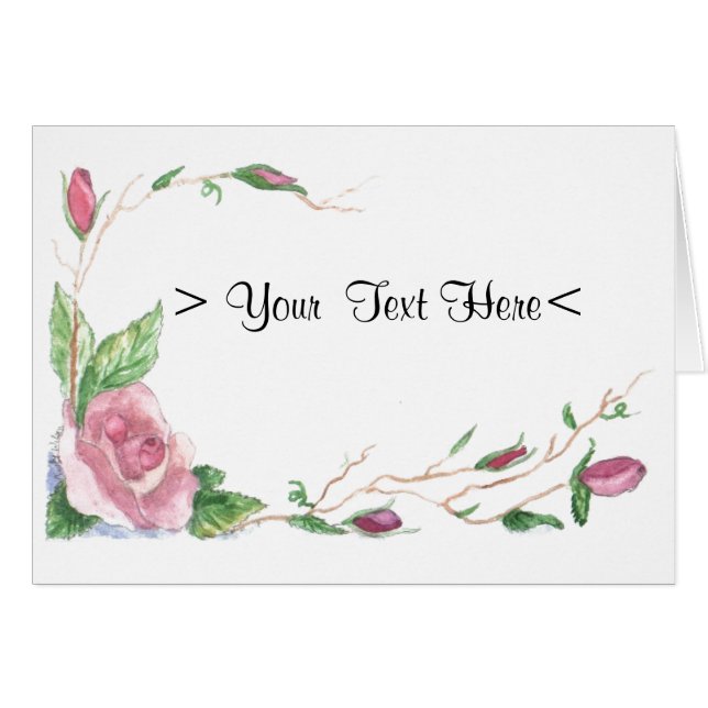 水彩画のピンクのバラのボーダー (正面横)