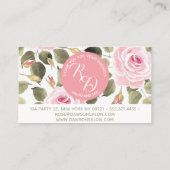 水彩画のピンクのバラのロイヤリティ 名刺 (裏面)