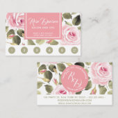 水彩画のピンクのバラのロイヤリティ 名刺 (正面/裏面)
