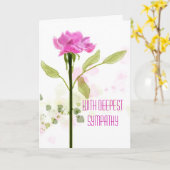 水彩画のピンクのバラの悔やみや弔慰カード カード (黄色い花)