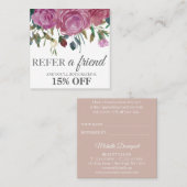 水彩画のピンクのバラの正方形のエレガントな紹介カード 紹介カード (正面/裏面)