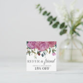 水彩画のピンクのバラの正方形のエレガントな紹介カード 紹介カード (スタンド正面)