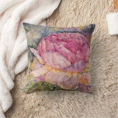 水彩画のピンクのバラの開花の装飾用クッション クッション (ブランケット)