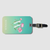 水彩画のピンクのバラ ラゲッジタグ (正面横)