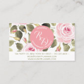 水彩画のピンクのバラ 名刺 (裏面)