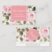 水彩画のピンクのバラ 名刺 (正面/裏面)