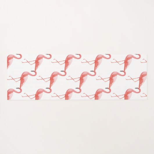 水彩画のピンクのフラミンゴのブラシはラインカスタムをなでます ヨガマット (裏面(横))