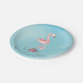 水彩画のピンクのフラミンゴのベビーシャワー7"プレート ペーパープレート (アングル)