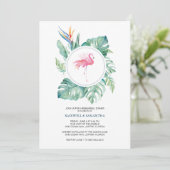 水彩画のピンクのフラミンゴのリハーサルの夕食 招待状 (スタンド正面)