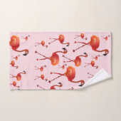 水彩画のピンクのフラミンゴの浴室タオルセット バスタオルセット (ハンドタオル)