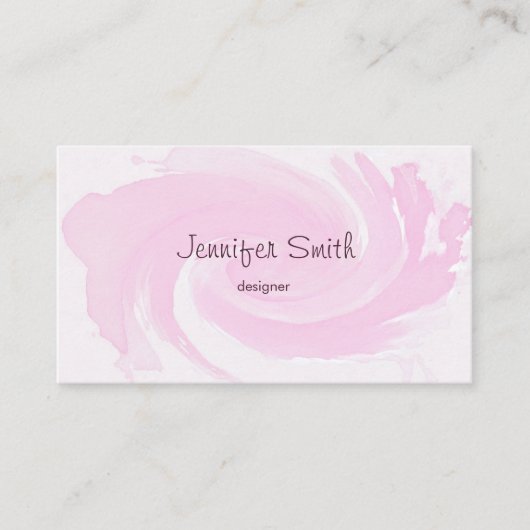 水彩画のピンクのブラシの打撃 名刺 (正面)