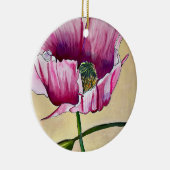 水彩画のピンクのポピーアート 花 セラミックオーナメント (右)