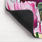 水彩画のピンクのポピー・アート・フラワー マウスパッド (コーナー)