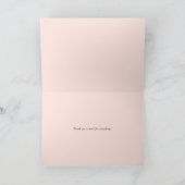 水彩画のピンクのモモの花の花輪は感謝していしています サンキューカード (内部)