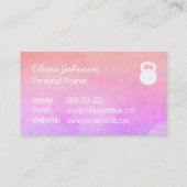水彩画のピンクの健康のフィットネスのパーソナルトレーナー 名刺 (裏面)