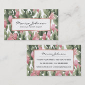 水彩画のピンクの切り妻の緑の抽象芸術のサボテンの花柄 名刺 (正面/裏面)