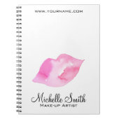 水彩画のピンクの唇の化粧のブランディング ノートブック (正面)