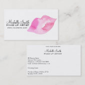 水彩画のピンクの唇の化粧のブランディング 名刺 (正面/裏面)