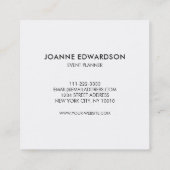 水彩画のピンクの紫色の花の白人のプロフェッショナル スクエア名刺 (裏面)