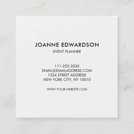 水彩画のピンクの紫色の花の白人のプロフェッショナル スクエア名刺 (裏面)