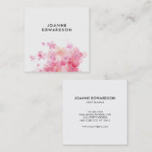 水彩画のピンクの紫色の花の白人のプロフェッショナル スクエア名刺 (正面/裏面)