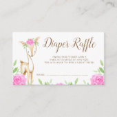 水彩画のピンクの花のシカのおむつのラッフルのチケット エンクロージャーカード (正面)