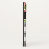 水彩画のピンクの花の銀のストライプなモノグラム Case-Mate iPhoneケース (裏面/右)