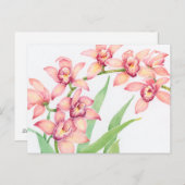 水彩画のピンクの花 ポストカード (正面/裏面)