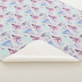 水彩画のピンク及び青いヤシの木パターン シェルパブランケット (3/4)