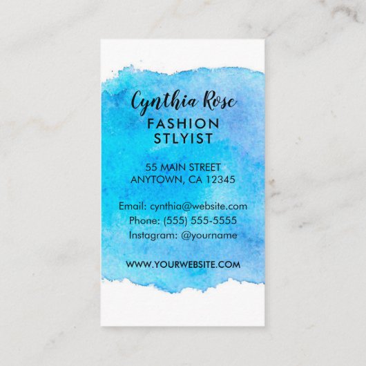 水彩画のファッションのスタイリスト 名刺 (裏面)