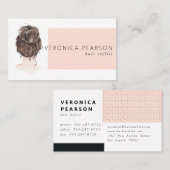 水彩画のファッションの毛のイラストレーションビジネス 名刺 (正面/裏面)