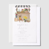 水彩画のファーマーズマーケットの花市場 ブライダルシャワー ベラム紙招待状 (オフセット)