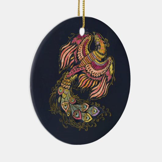水彩画のフェニックスの鳥 セラミックオーナメント (右)
