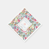 水彩画のフォークフラワー オーダーメイド名前 スタンダードカクテルナプキン (角)
